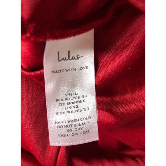 Lulus Cutout On The Town Dress Satin Cutout Front Slip Bodycon Mini Red Medium - Picture 13 of 14